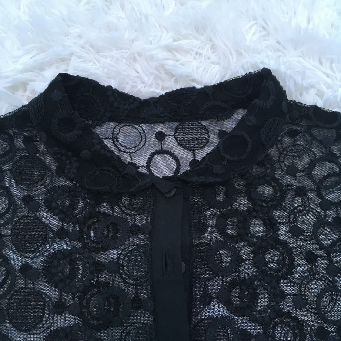 빈티지 둥근카라 서클 패턴 시스루 블라우스 768 y2k 스트릿 갸루 상품이미지5