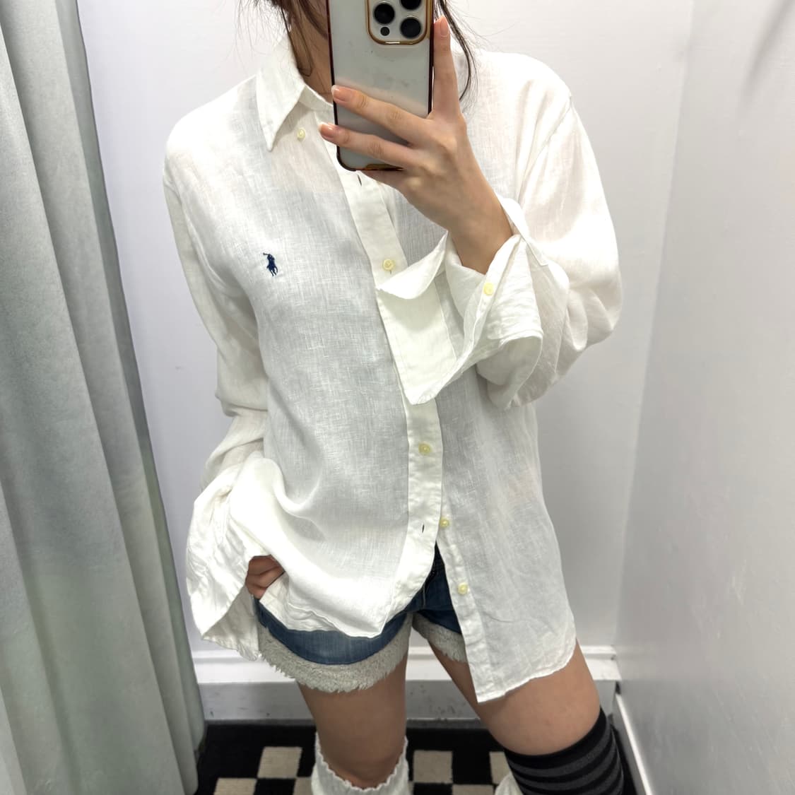 폴로 화이트 클래식 핏 린넨 셔츠 상품이미지2