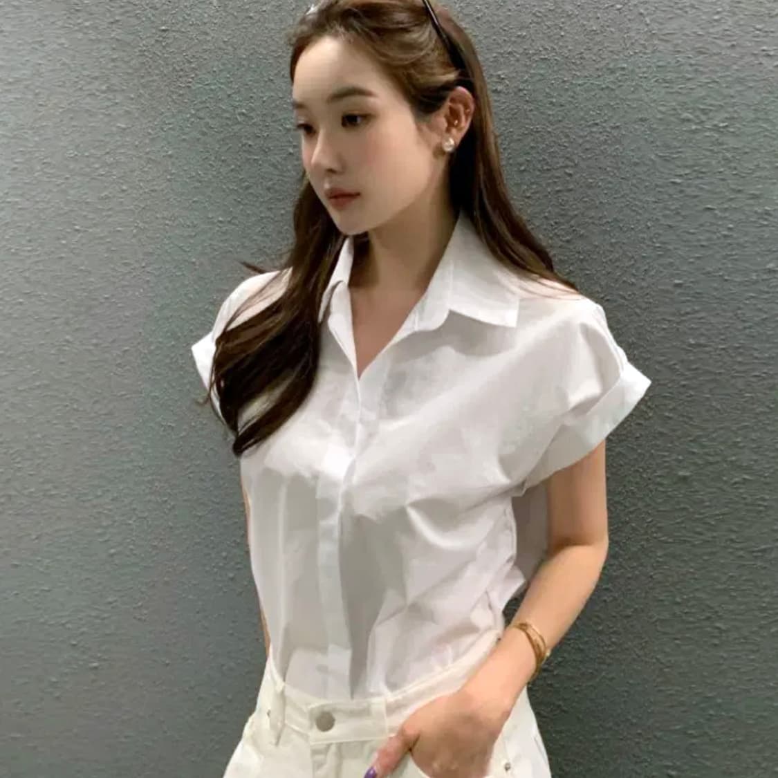 메이비베이비(MAYBEBABY) 디어리스트 캡소매 셔츠 55-66 새상품 상품이미지4