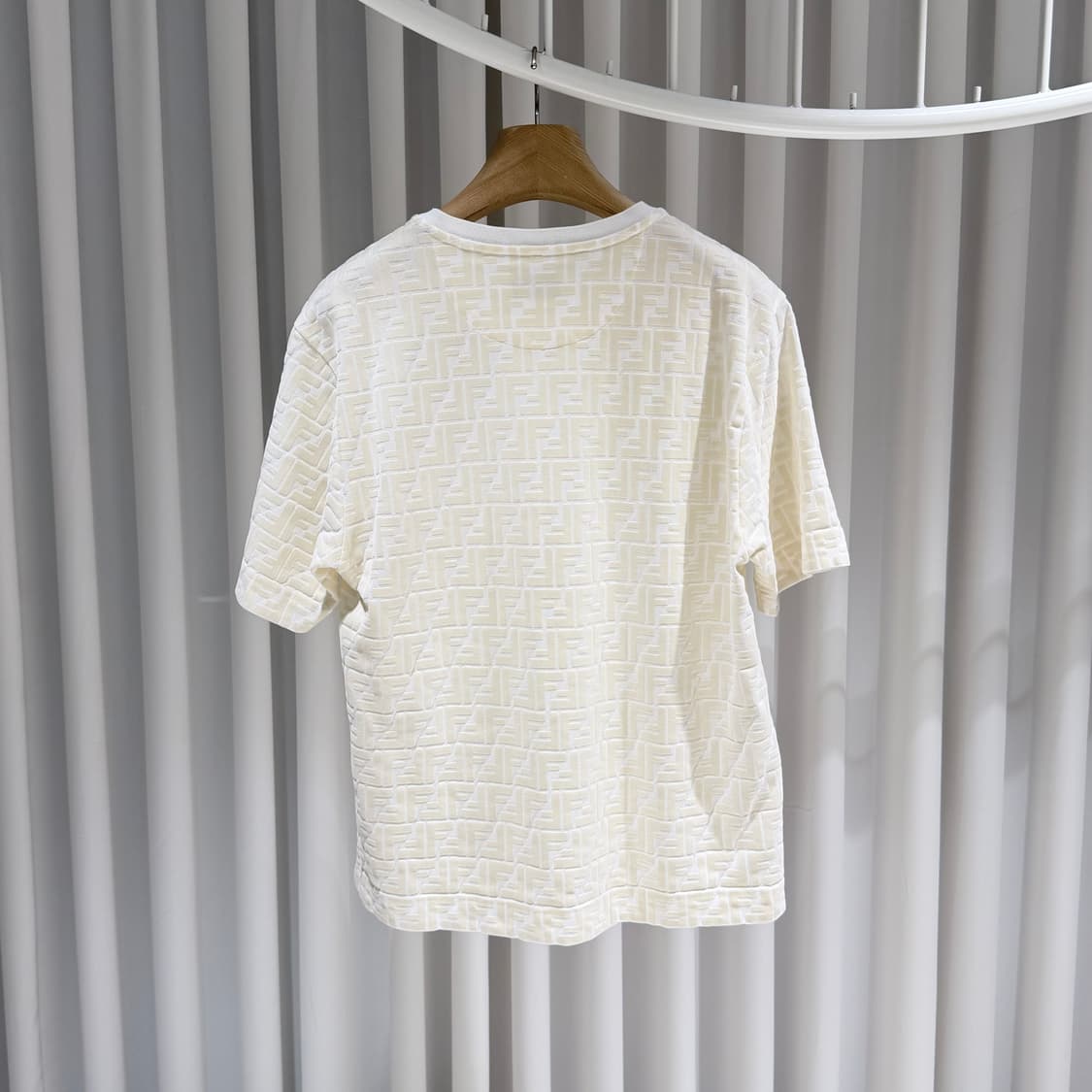 (A+/S) / 펜디 울오버 FF 로고 자카드 아이보리 반팔 상품이미지5