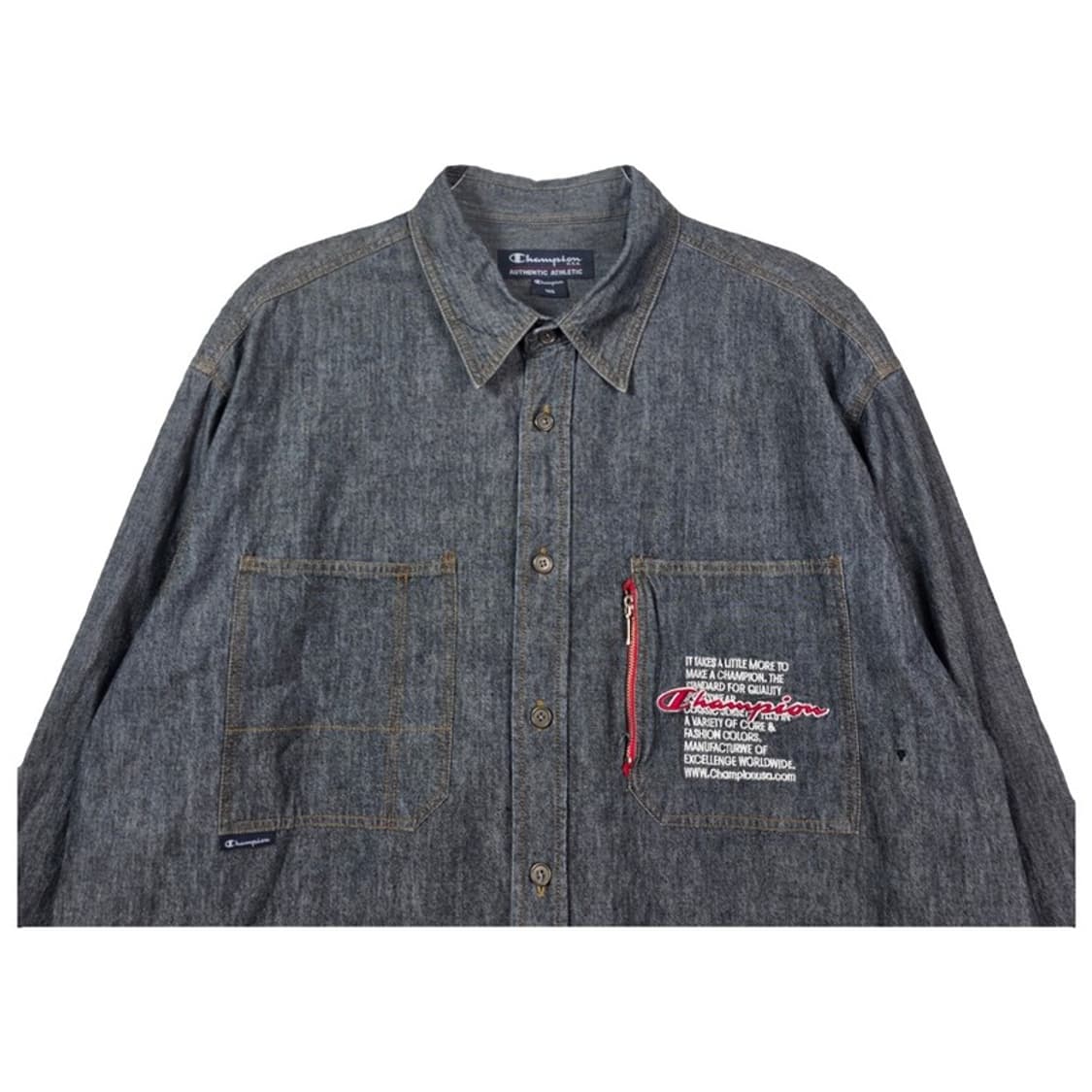 챔피온 U.S.A 어센틱 라인 빈티지 데님 셔츠 XL 상품이미지3