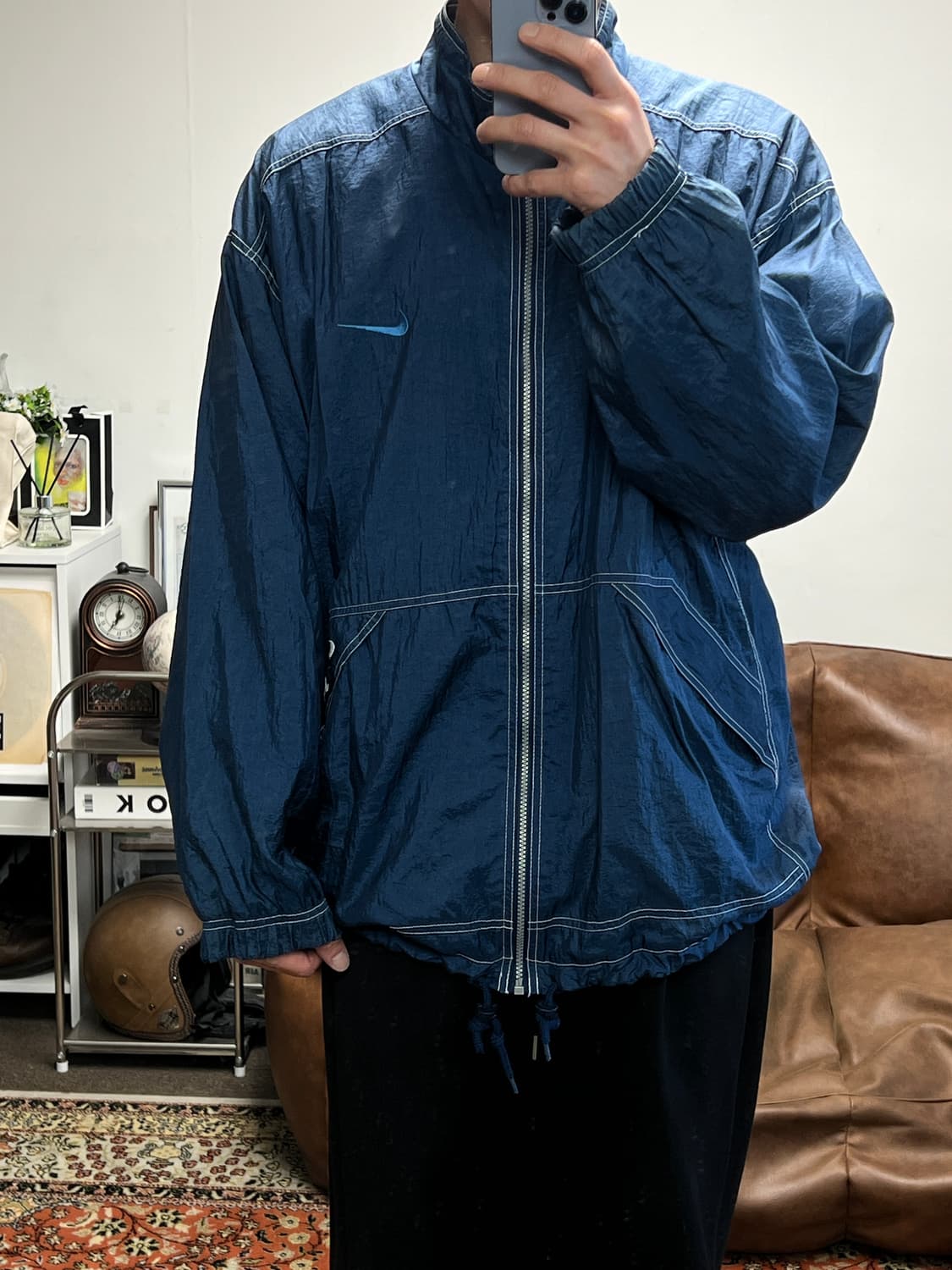 [L] NIKE 나이키 빈티지 올드스쿨 윈드브레이커 블루 상품이미지3