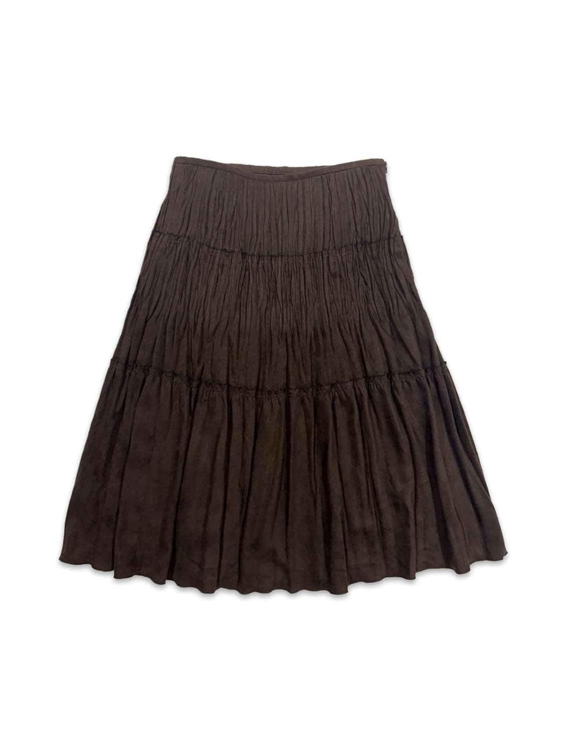 빈티지 MICHEL KLEIN 브라운 스웨이드 플리츠 미디 스커트 상품이미지1