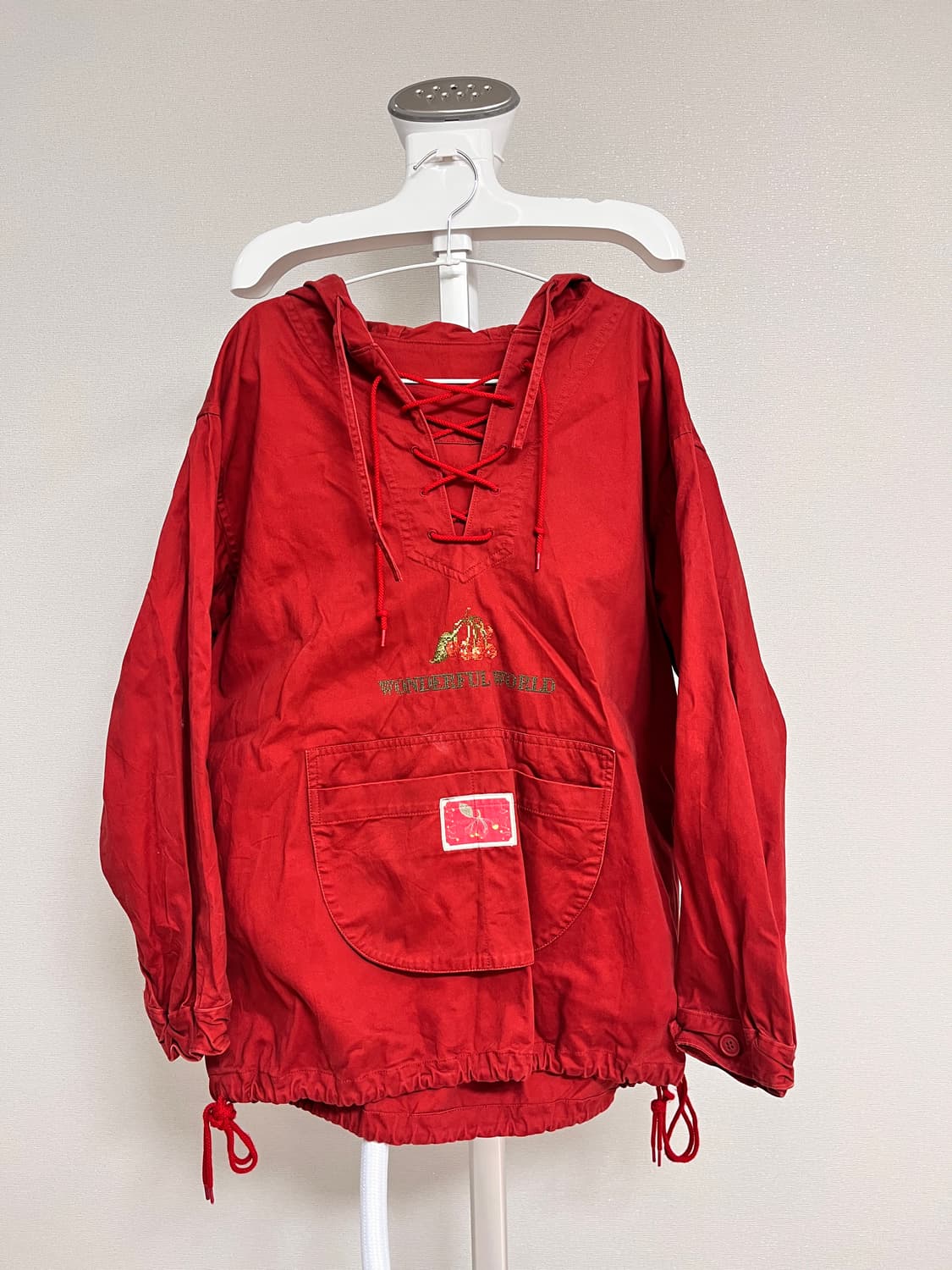 체리 아노락 아메카지 아일렛 연말룩 후드 자수 일본 빈티지 상품이미지1