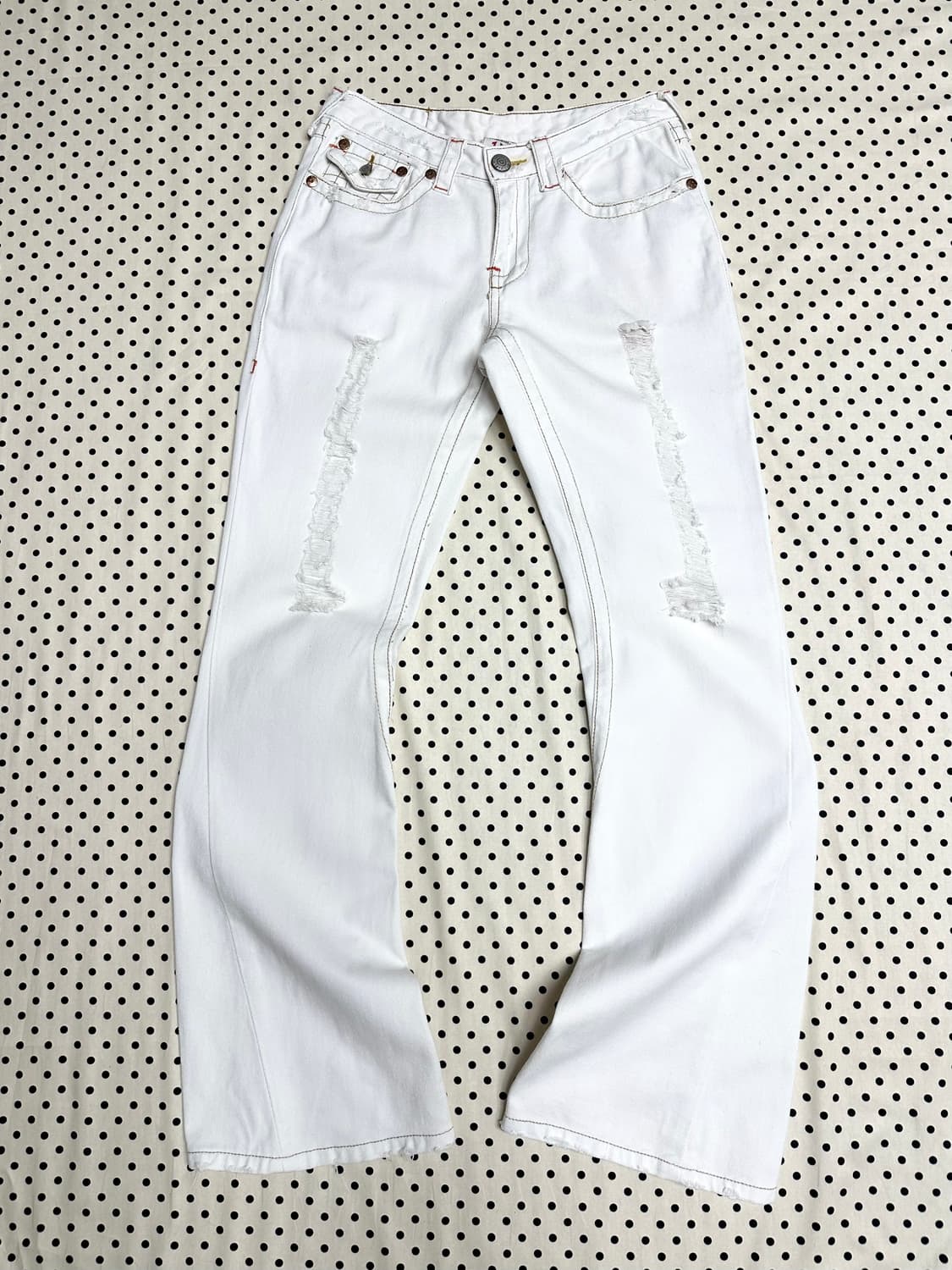 트루릴리전 부츠컷 화이트 데님팬츠 상품이미지2