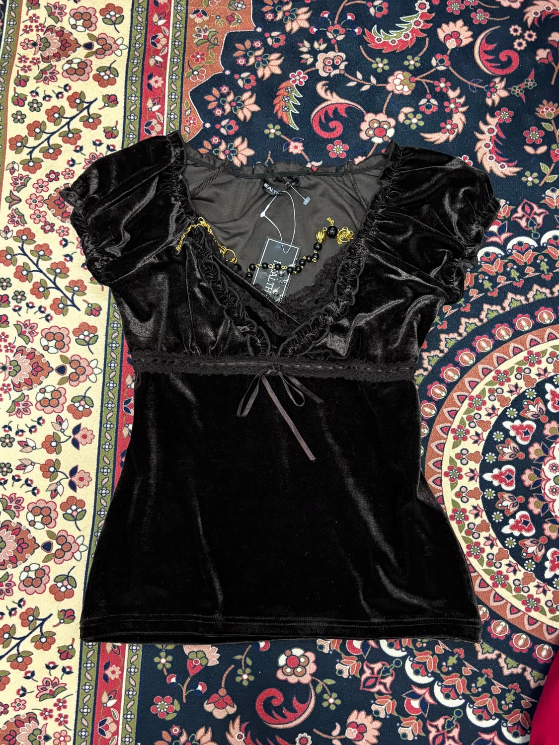 deep brown velvet henley top 상품이미지2