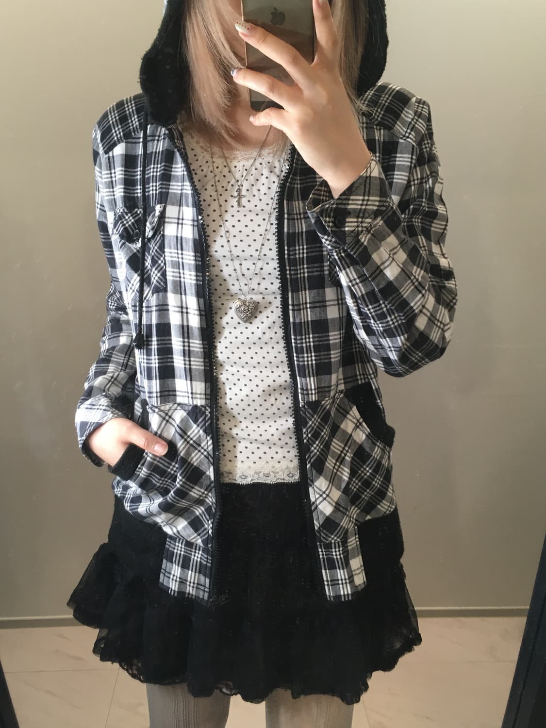jpn vintage jessy logan check hood blous 상품이미지5