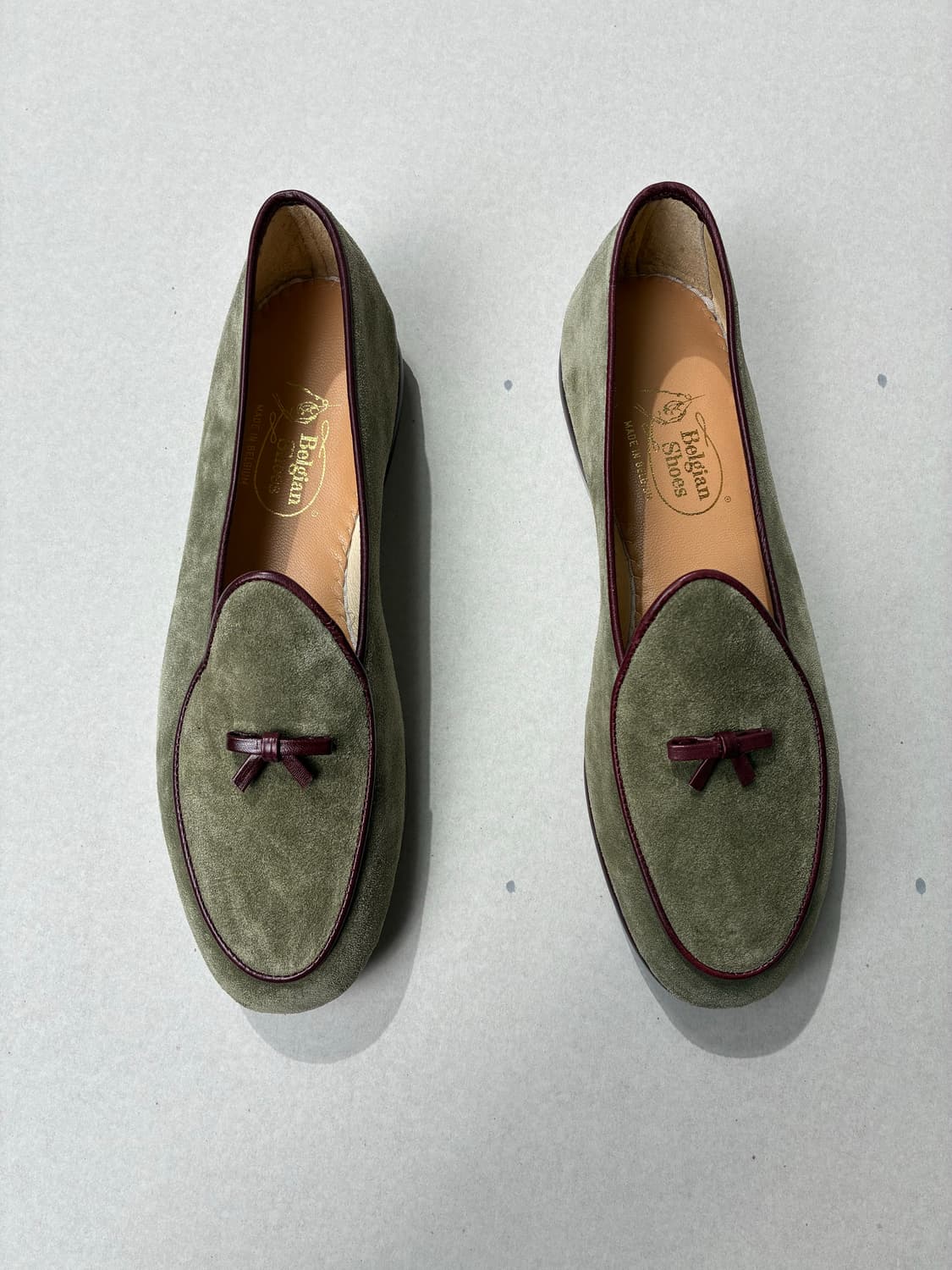 벨지안 슈즈 로퍼 MR.CASUAL 스웨이드 올리브 그린 7.5사이즈 상품이미지4