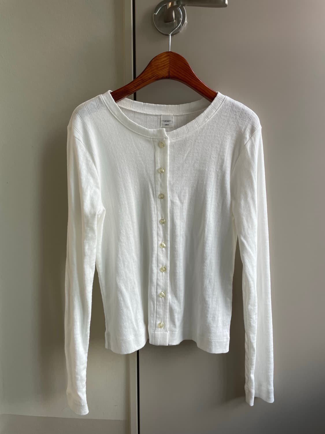 Leset- Pointelle Classic Crew Cardigan 상품이미지7