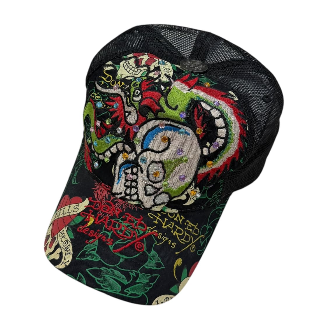 에드하디 빈티지 Y2K 해골 스컬 펑크 볼캡 모자 블랙 상품이미지2
