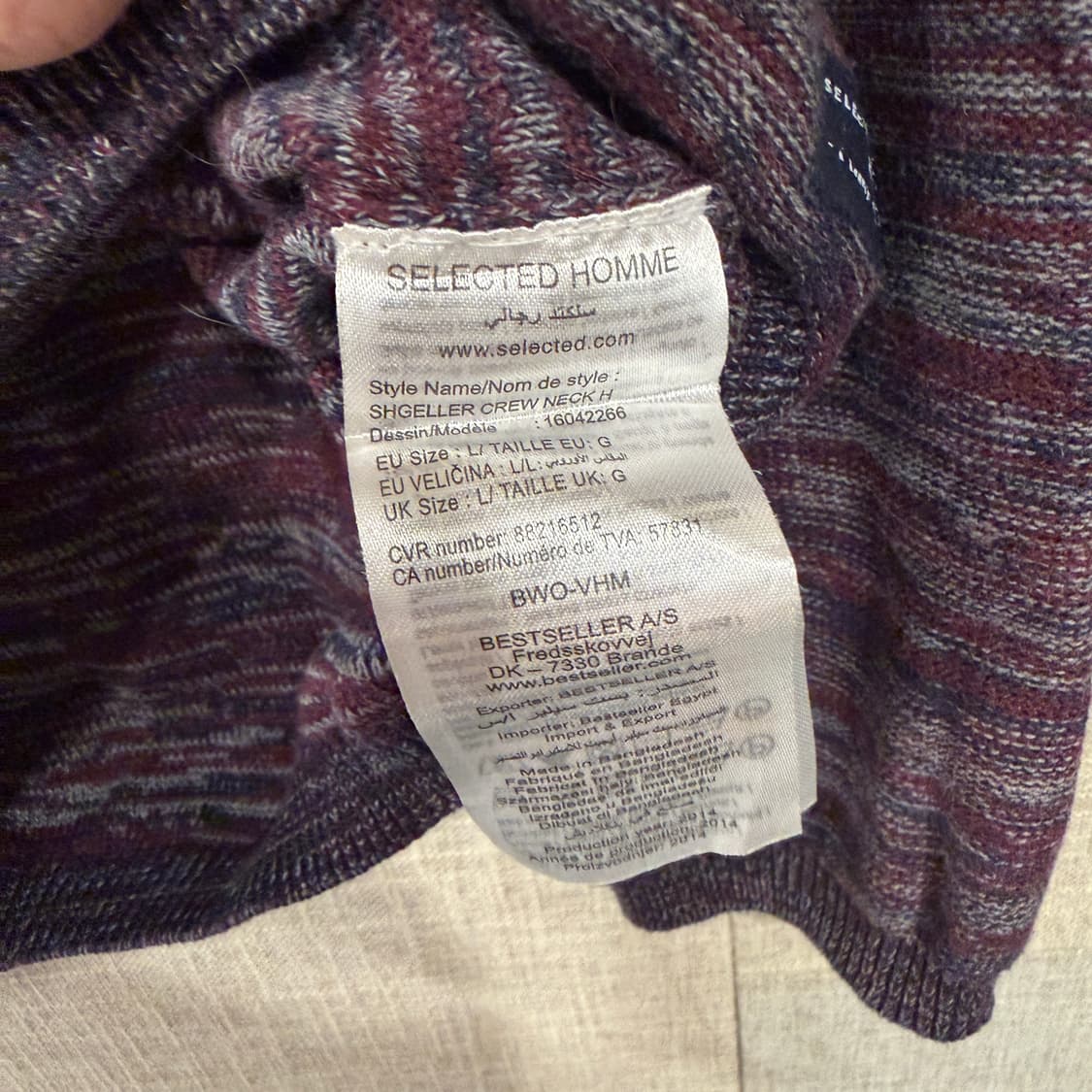 셀렉티드 옴므 크루넥 멀티컬러 니트 L 상품이미지5