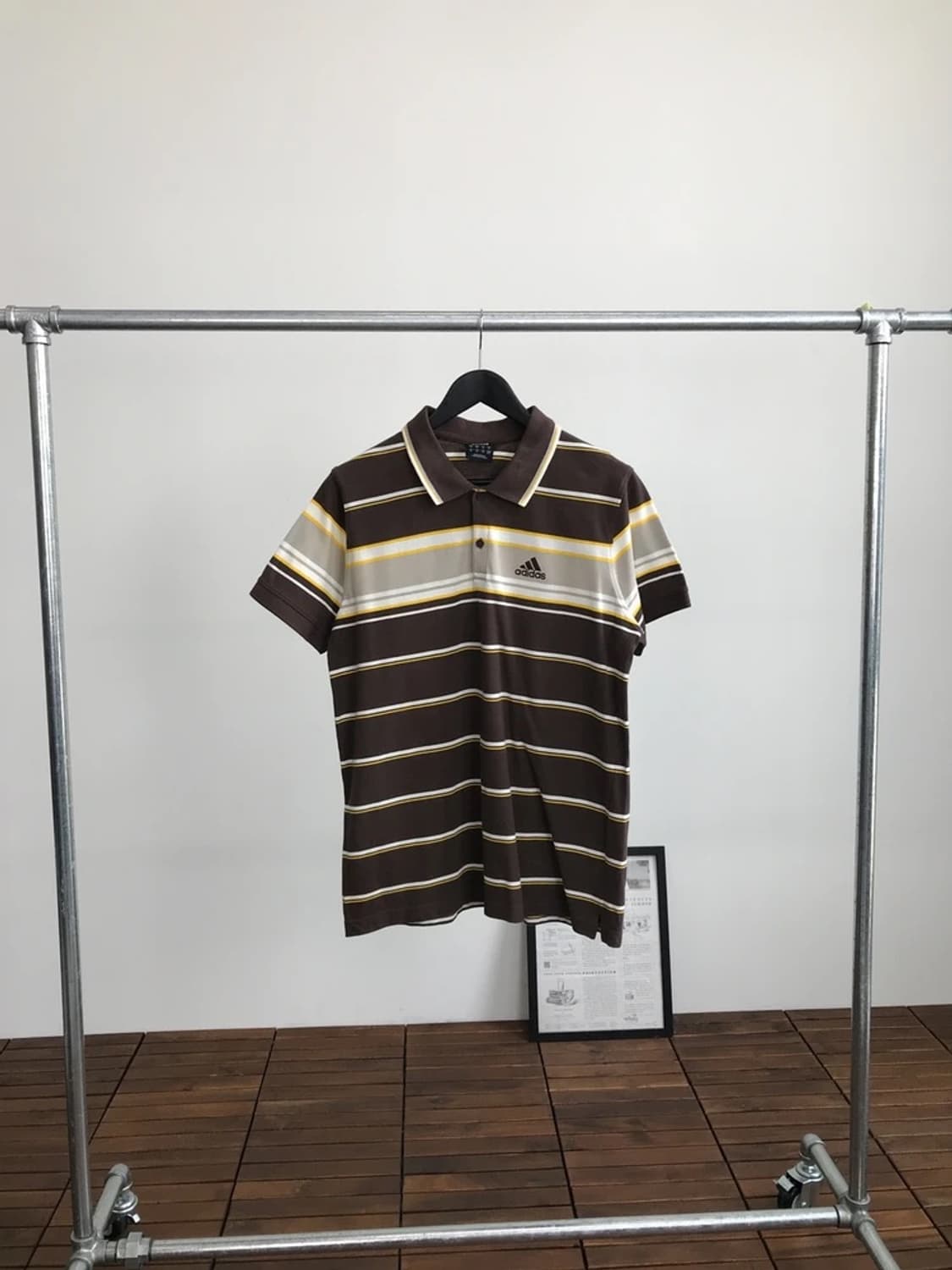 Adidas Brown Stripe Polo Shirt 상품이미지3