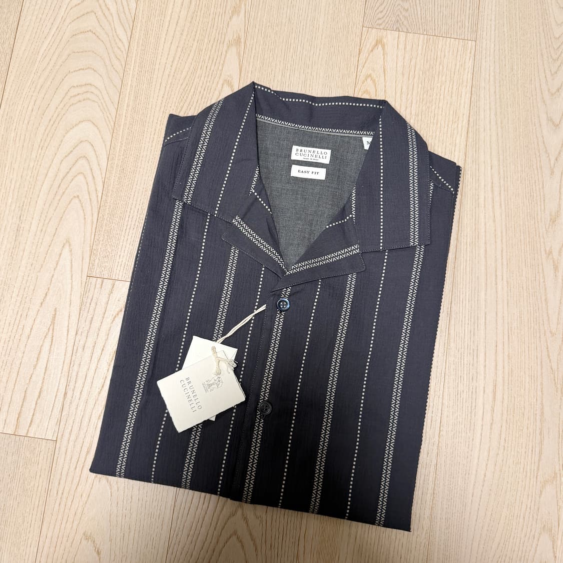 브루넬로 쿠치넬리 / 오픈 칼라 스트라이프 셔츠 / M 새상품 상품이미지1