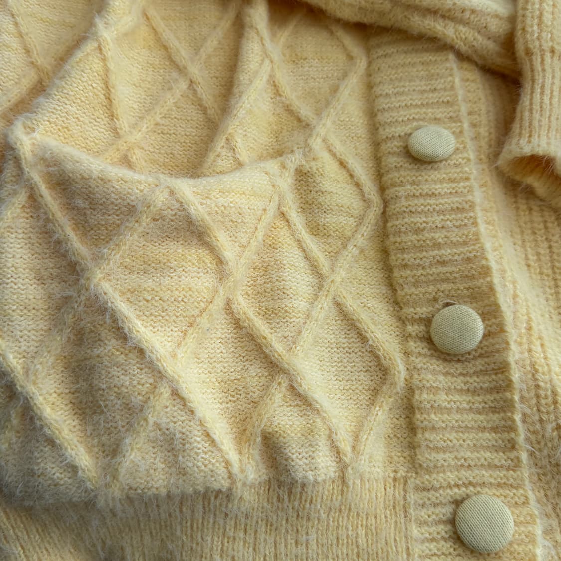 예쁜 노랑 브이넥 니트 루즈핏 가디건 상품이미지7