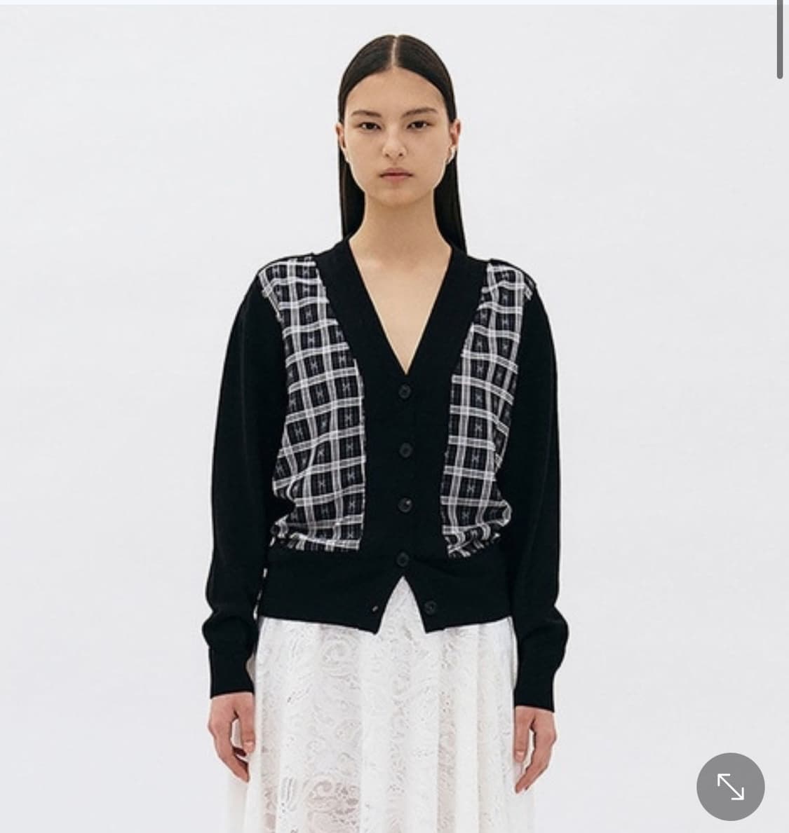 윤세 Yunse Hatch Check Cardigan (Black) 상품이미지1