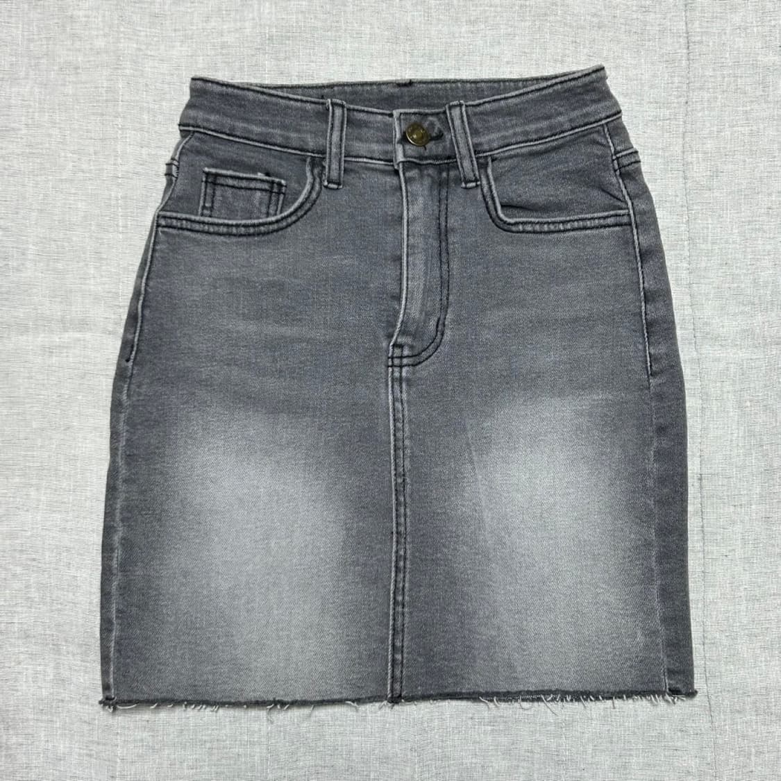 히니크 자체제작 흑청 그레이 데님 청치마 스커트 키작녀 에이블리 지그재그 상품이미지2