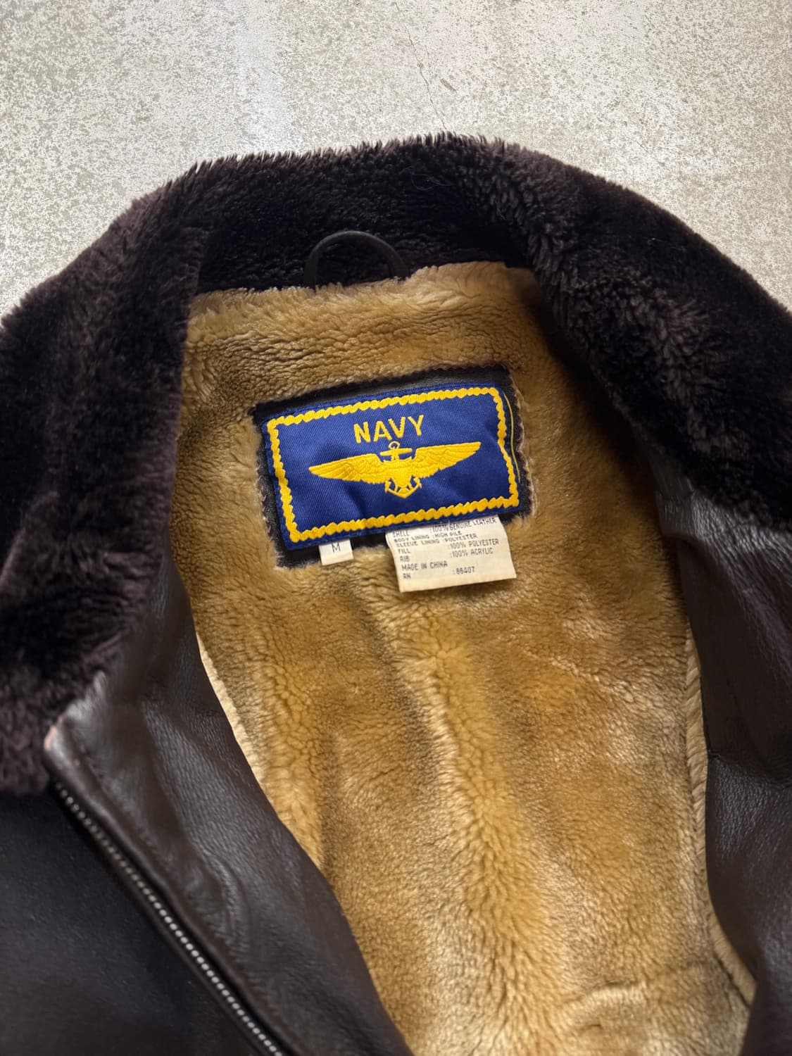 90s Airborne 라이닝 레더 플라이트 자켓 상품이미지4