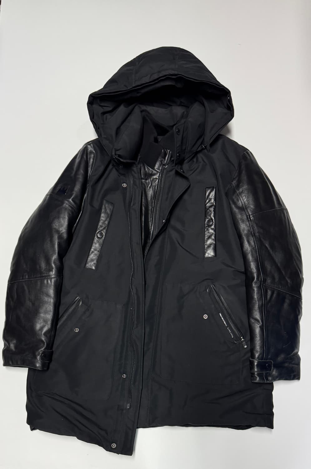 장미쉘바스키아 리얼 양가죽 구스다운 후드 패딩 XL 블랙 상품이미지1