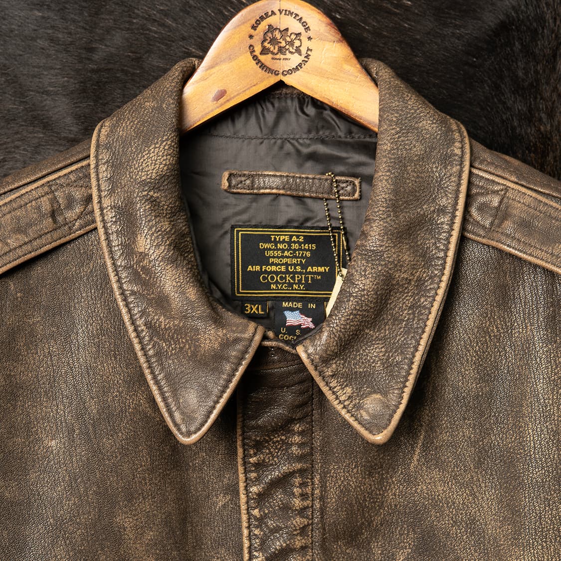 [3XL] COCKPIT USA A-2 레더 플라이트 자켓 고트스킨  상품이미지2