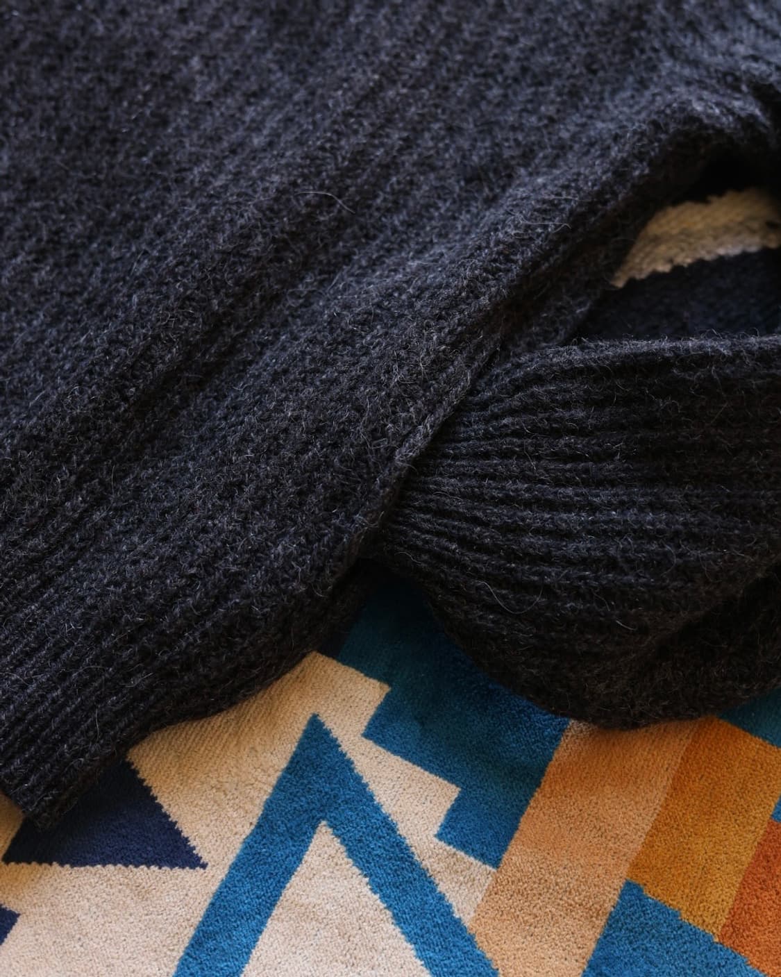 엘엘빈 80s 알파카 울 드라이버 풀 집업 니트 가디건 차콜L 상품이미지5