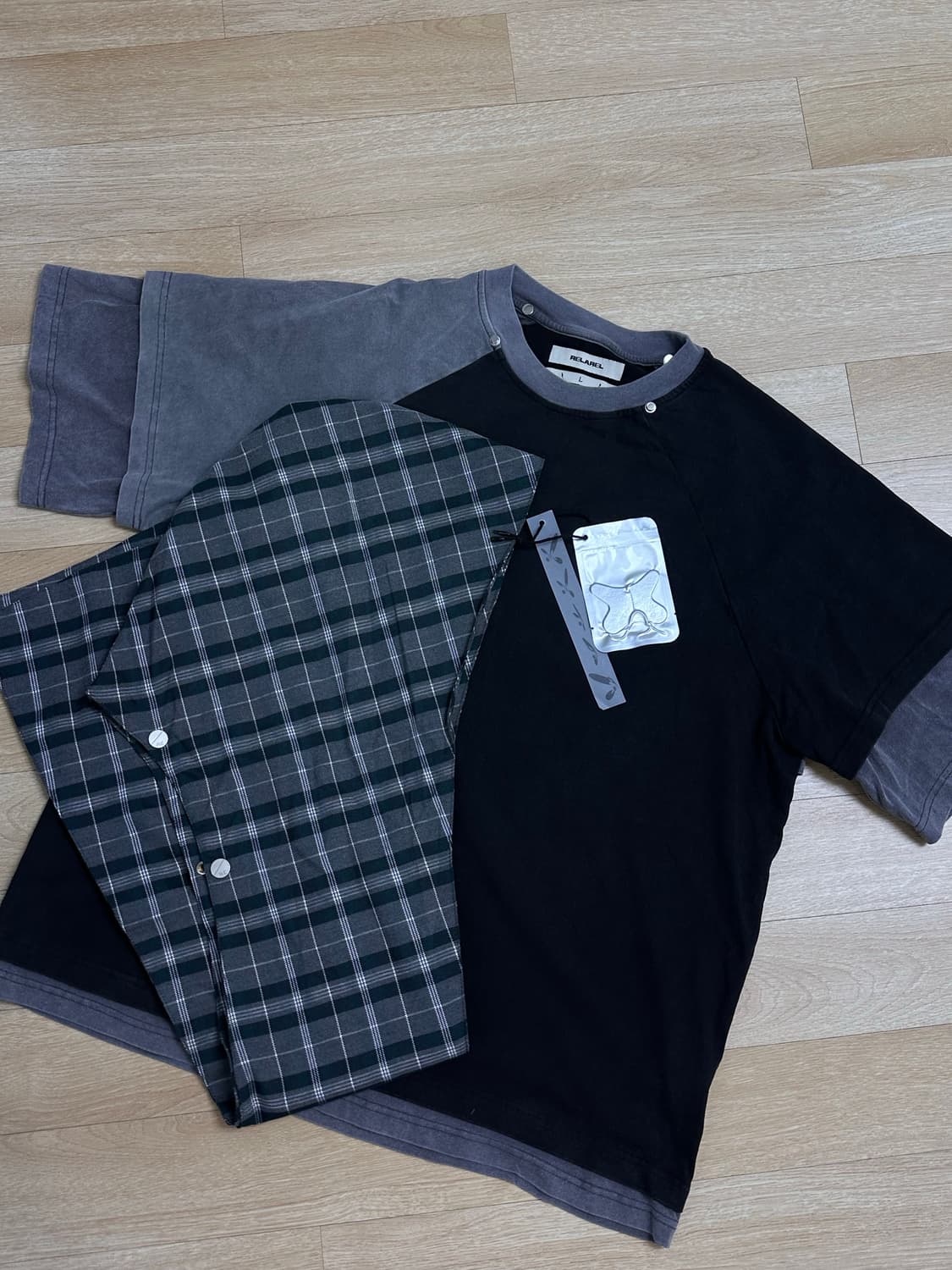 [L] 콰스 체크 후드 반팔 상품이미지3