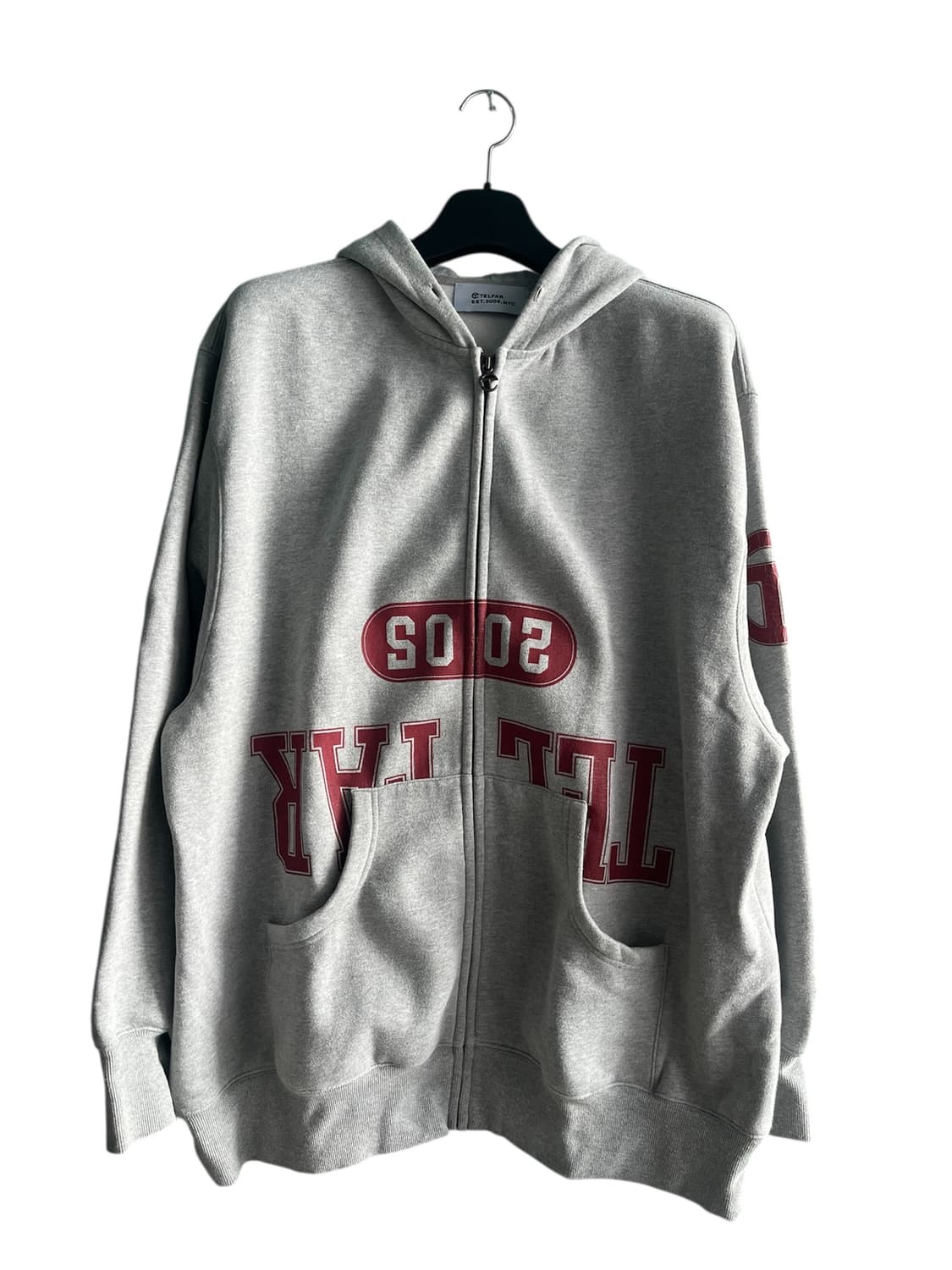 [XL/2XL] 텔파 빈티지 크랙로고 후드집업 그레이 상품이미지1