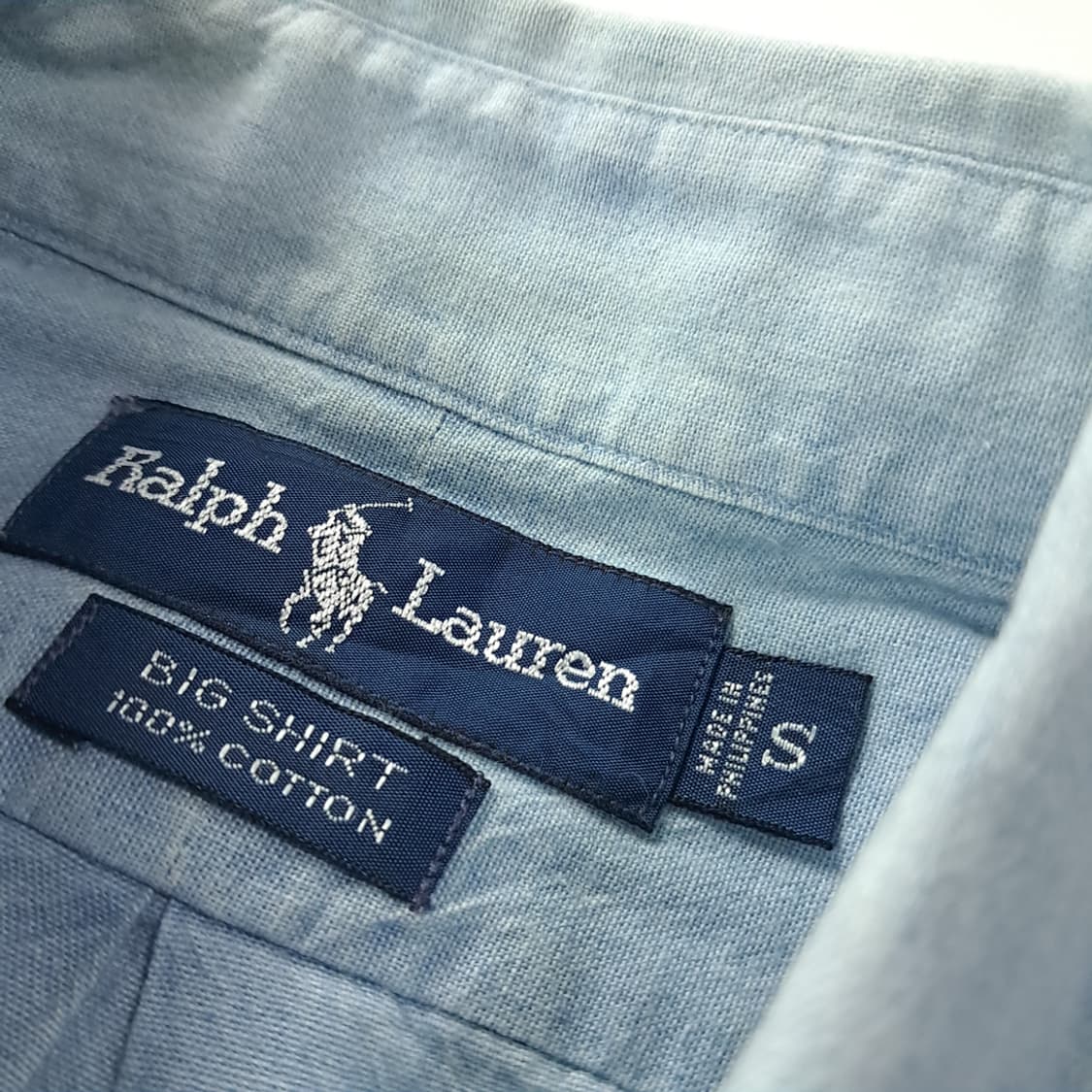 CK217 S 폴로 90s 필리핀판 빅셔츠 샴브레이 셔츠 남방 상품이미지3