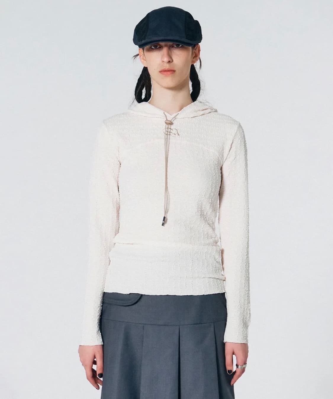 스컬프터 E-string Crinkle Hoodie Ivory S 상품이미지1
