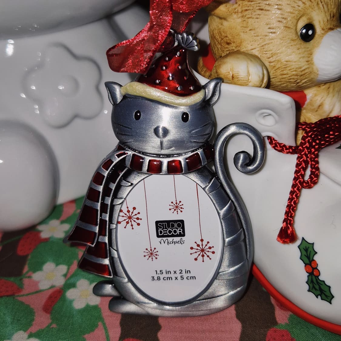 미국 미카엘스 실버 고양이 크리스마스 액자 상품이미지6