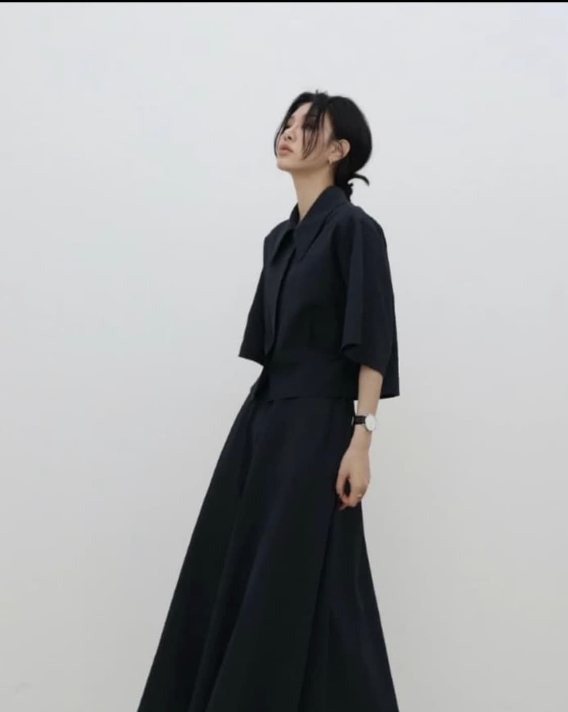 트리밍버드 moire 시어서커 스커트 차콜 상품이미지1