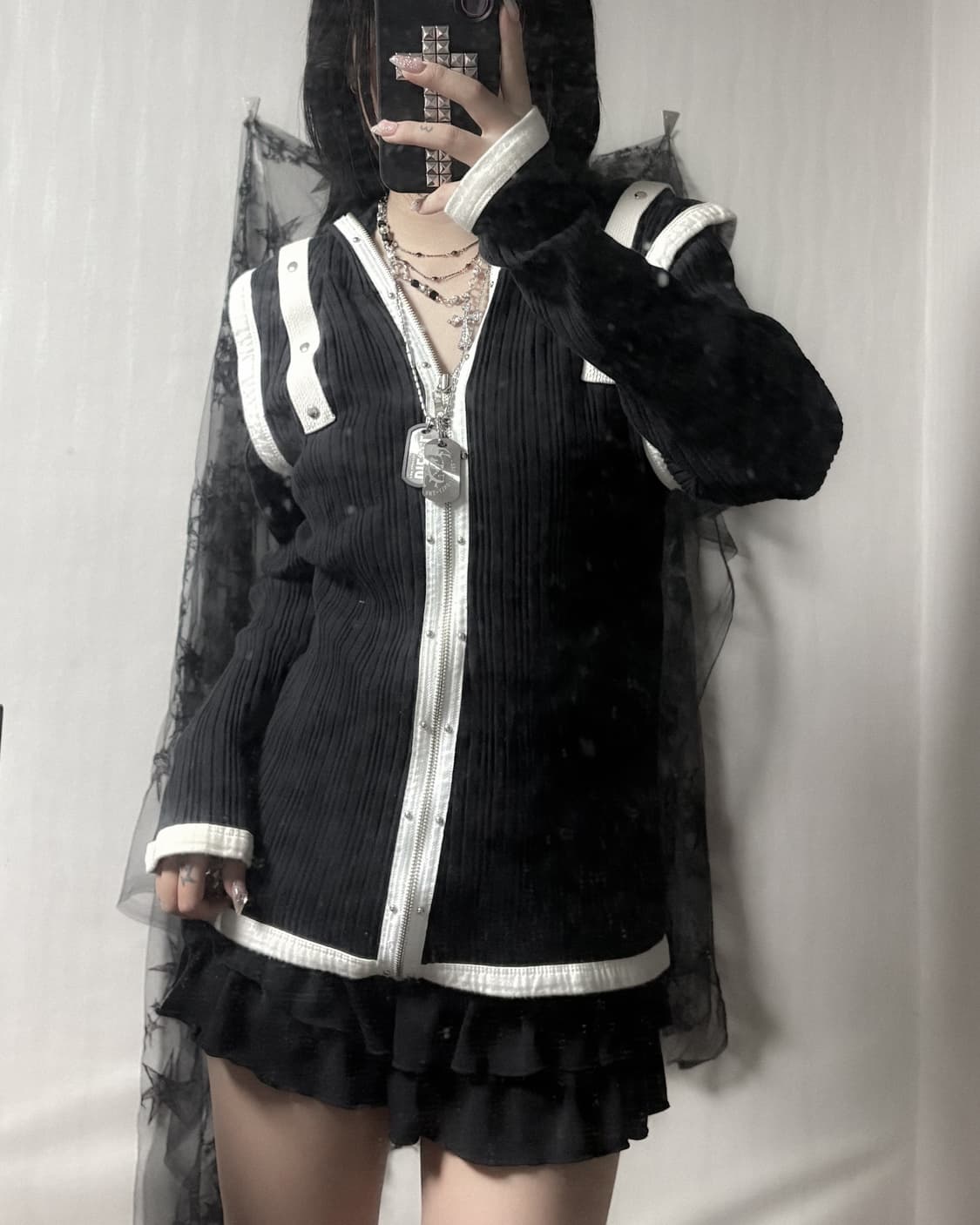 펑크 y2k 스터드 포인트 후드집업  상품이미지1