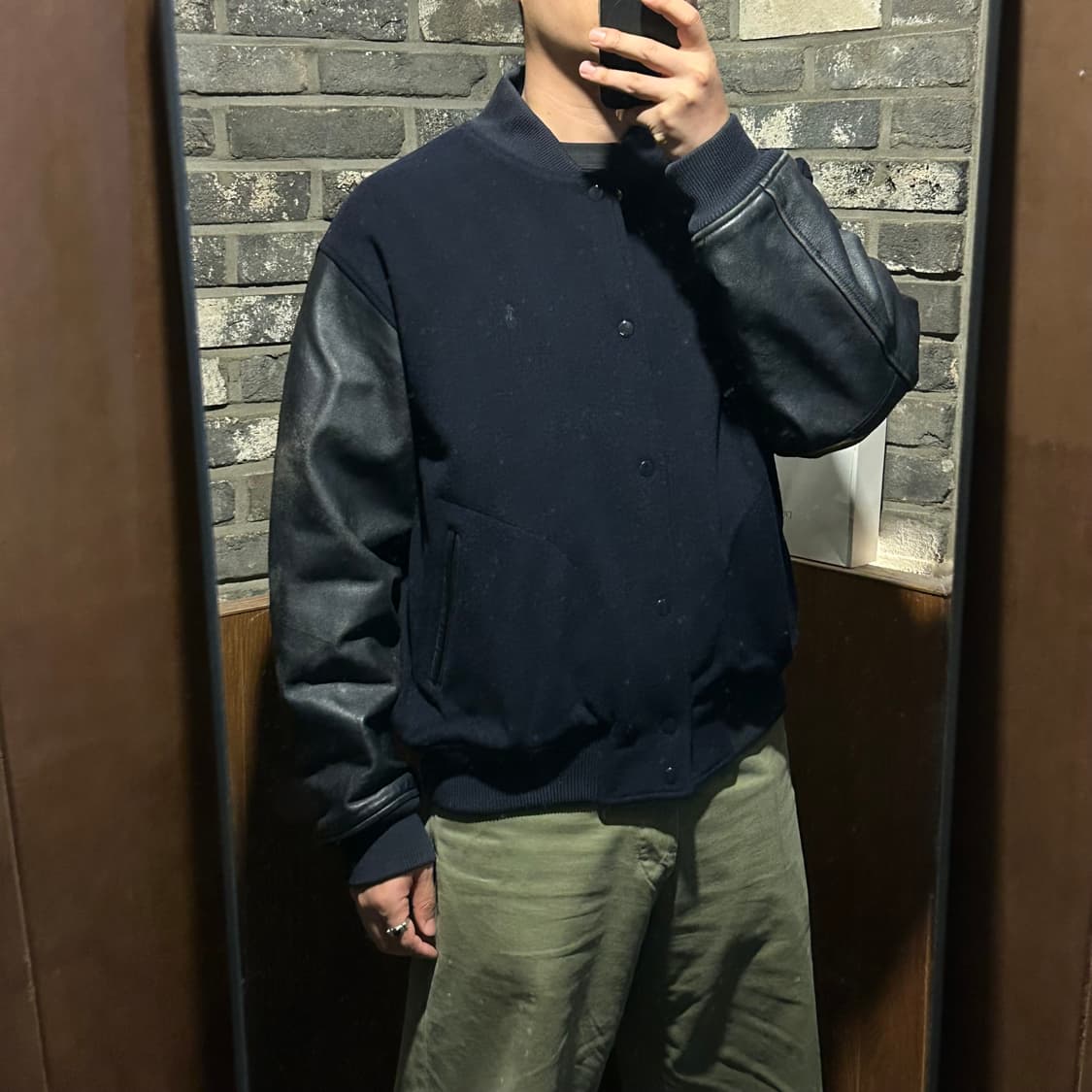 XL) 폴로 랄프로렌 네이비 소가죽 울 바시티 자켓 상품이미지9