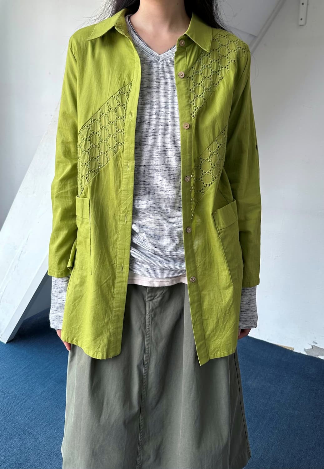 Light cotton stitch design loose shirt 상품이미지7
