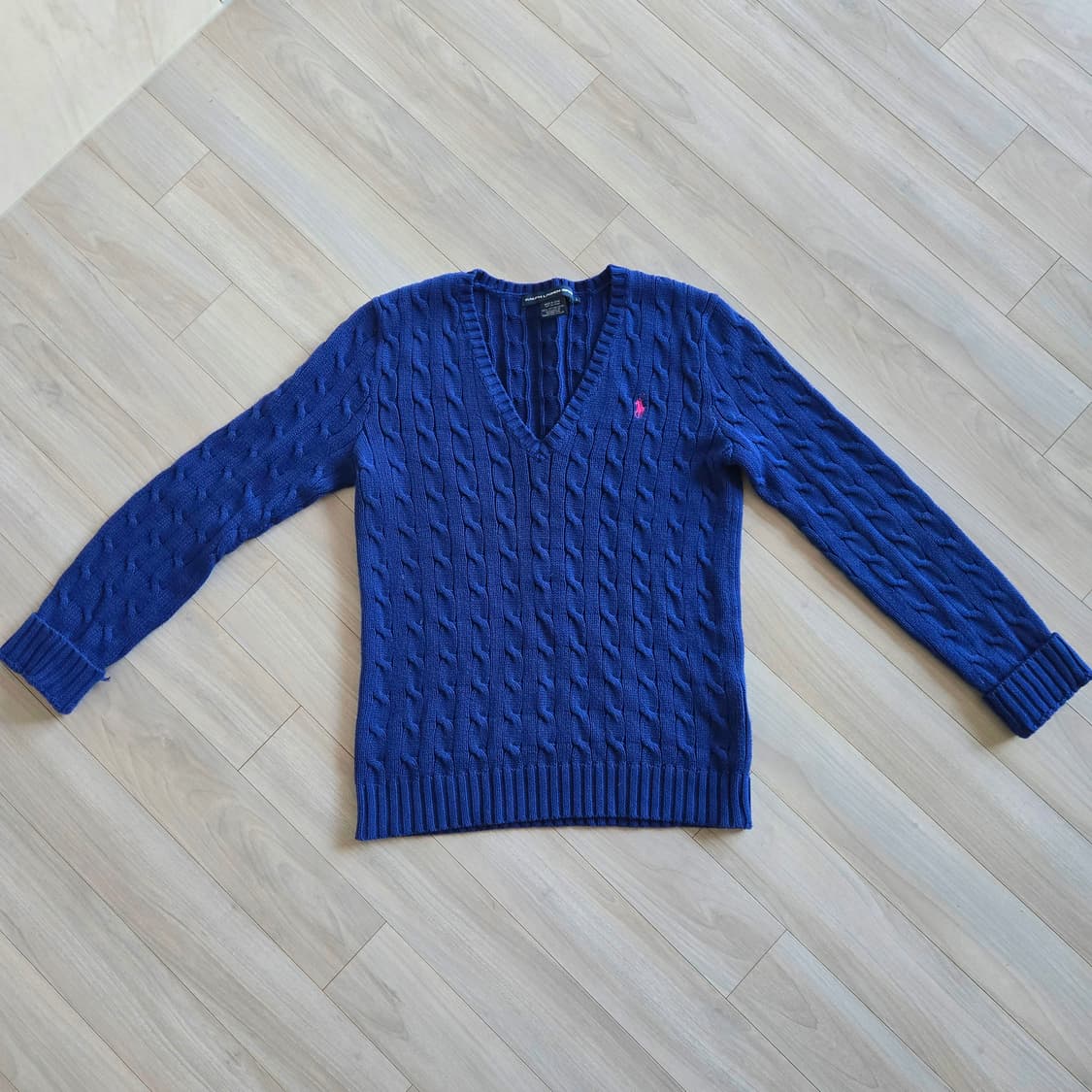 폴로랄프로렌  케이블블루폴로니트 꽈배기브이넥스웨터 파랑색 라지 L 상품이미지2