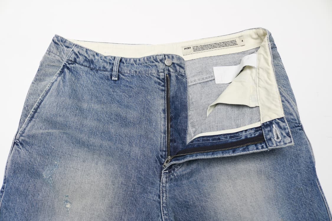 [4] 포터리 원워시 와이드 데님팬츠 (미드블루2) 상품이미지2