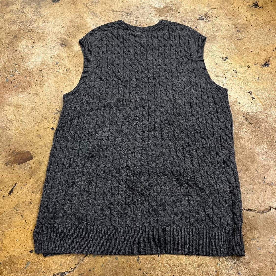 [정품/XL] 캉골 케이블 니트 조끼 차콜 b14 상품이미지3