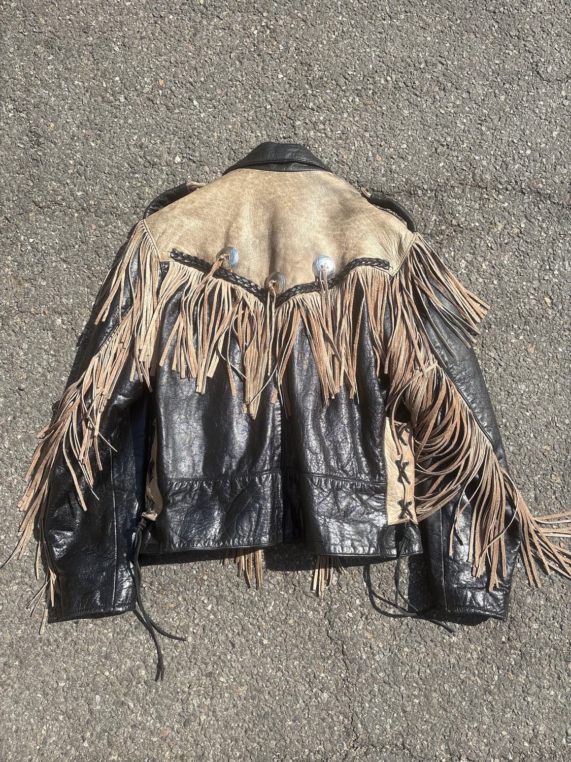 80s USA 웨스턴  프린지 가죽자켓 M 상품이미지4
