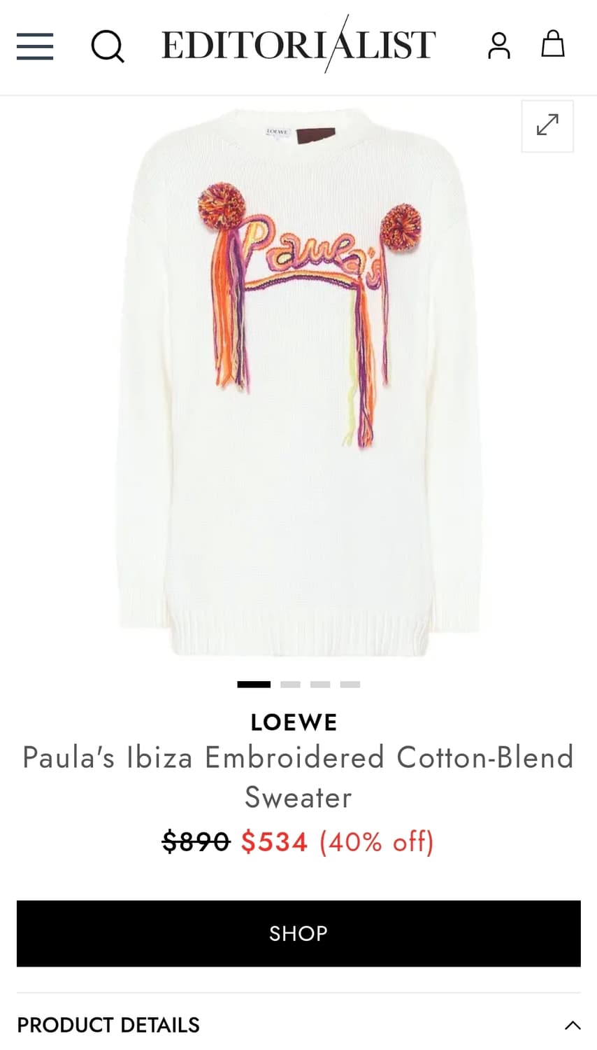 (정호연 착용)로에베 LOEWE 파울라 이비자 컬렉션 니트 스웨터 정품 상품이미지7