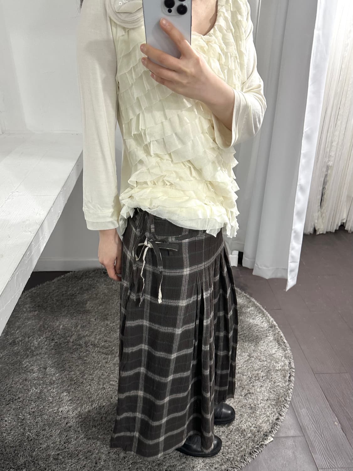 studio clip check strap skirt 상품이미지4