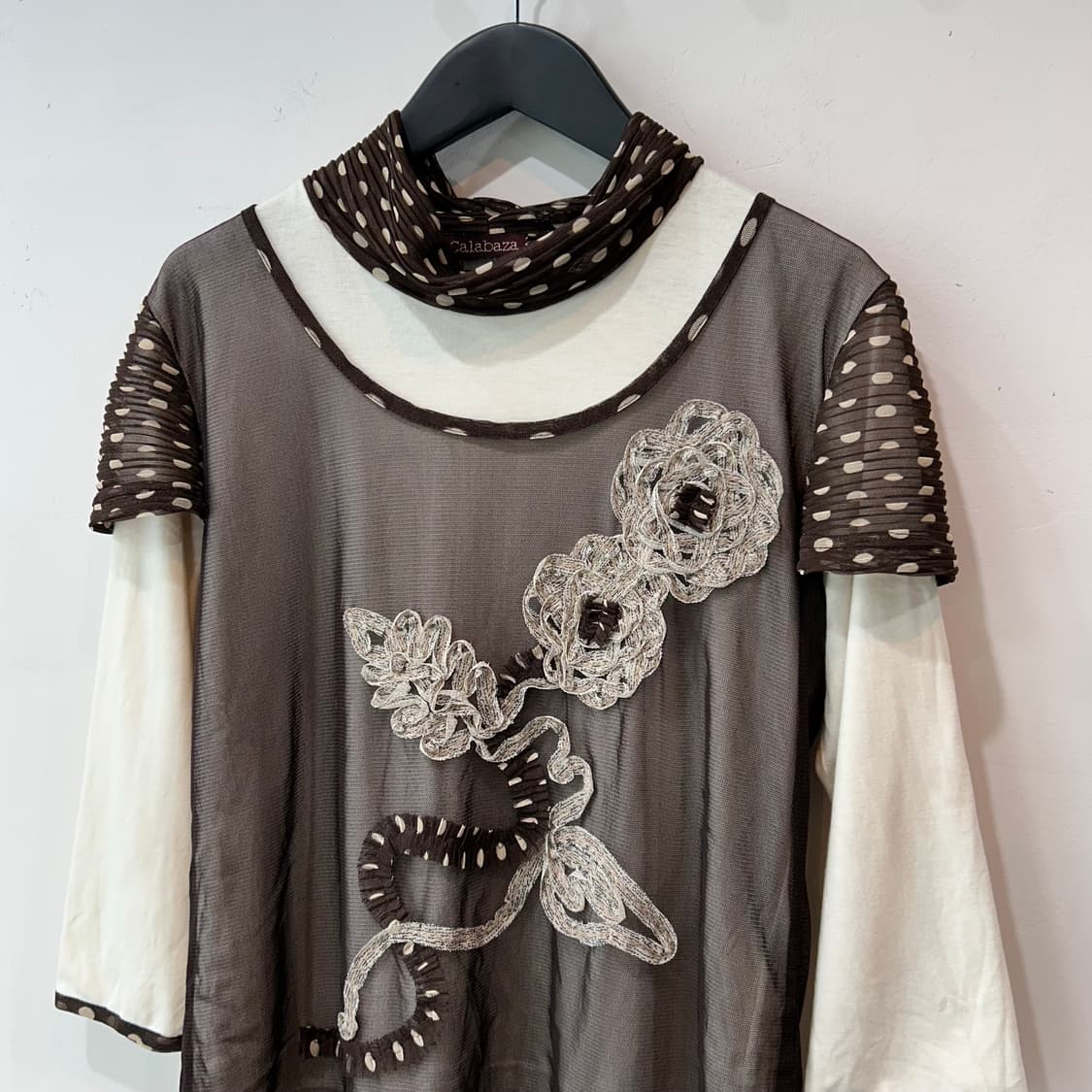 레이어드 플라워 도트 7부 탑 상품이미지3