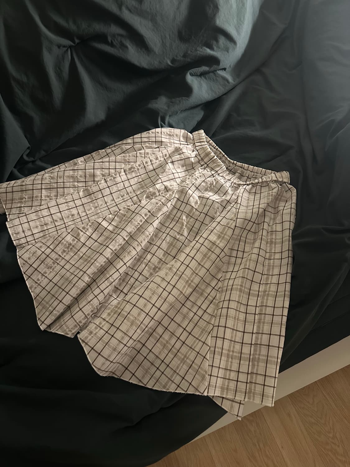 모래하우스 체크 레이어드 미디 스커트 상품이미지3