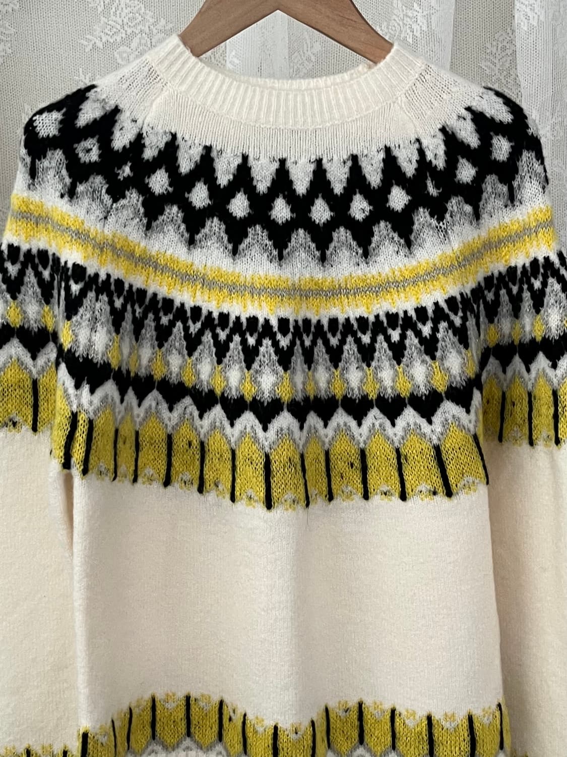 3) 마쥬 메탈릭 자카드 니트 스웨터 아이보리 상품이미지3