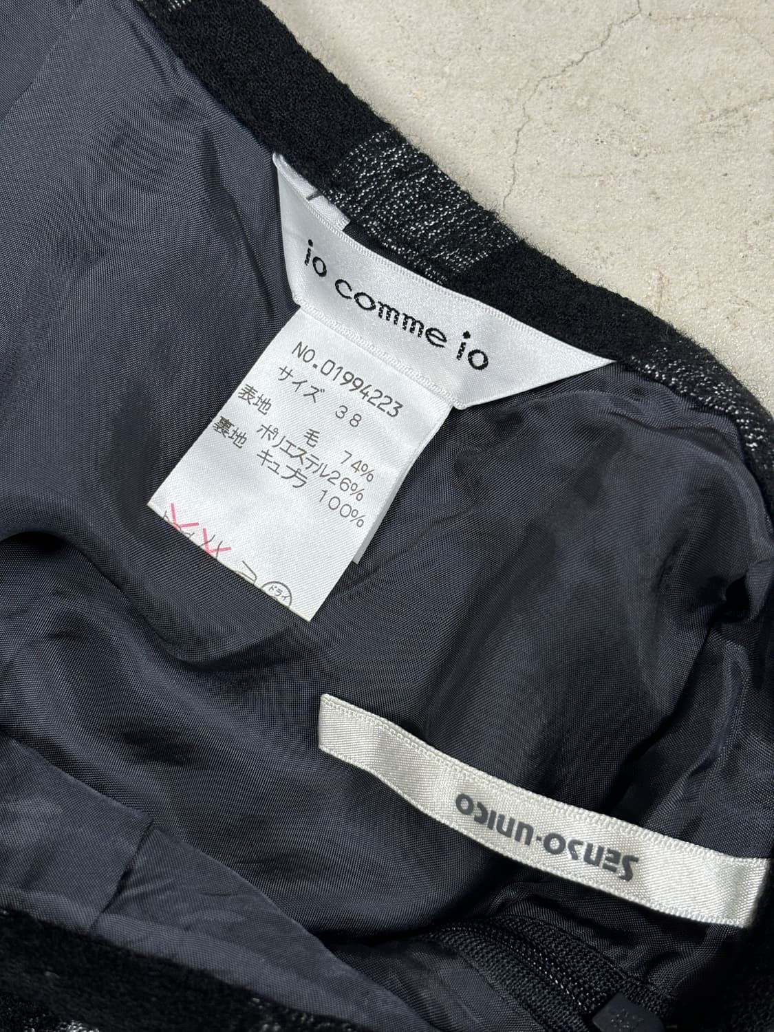 Io comme io 울 체크 롱스커트 상품이미지4