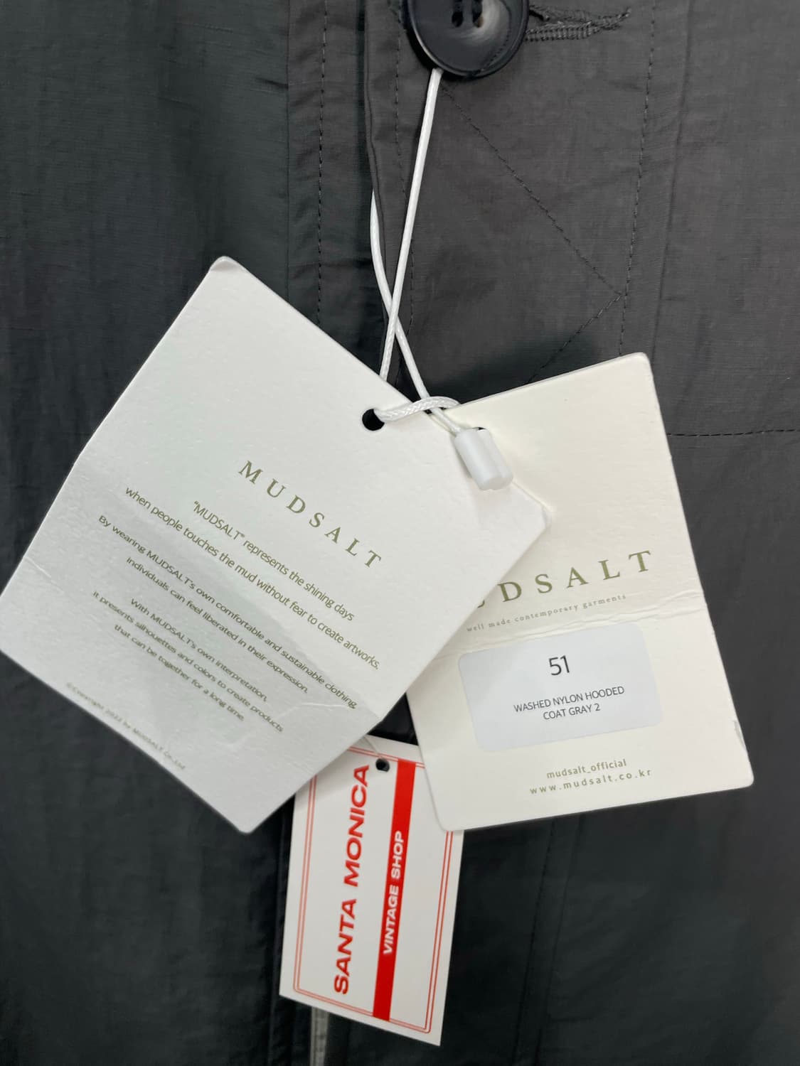 머드솔트 나일론 그레이 후드 코트 H2087 상품이미지8