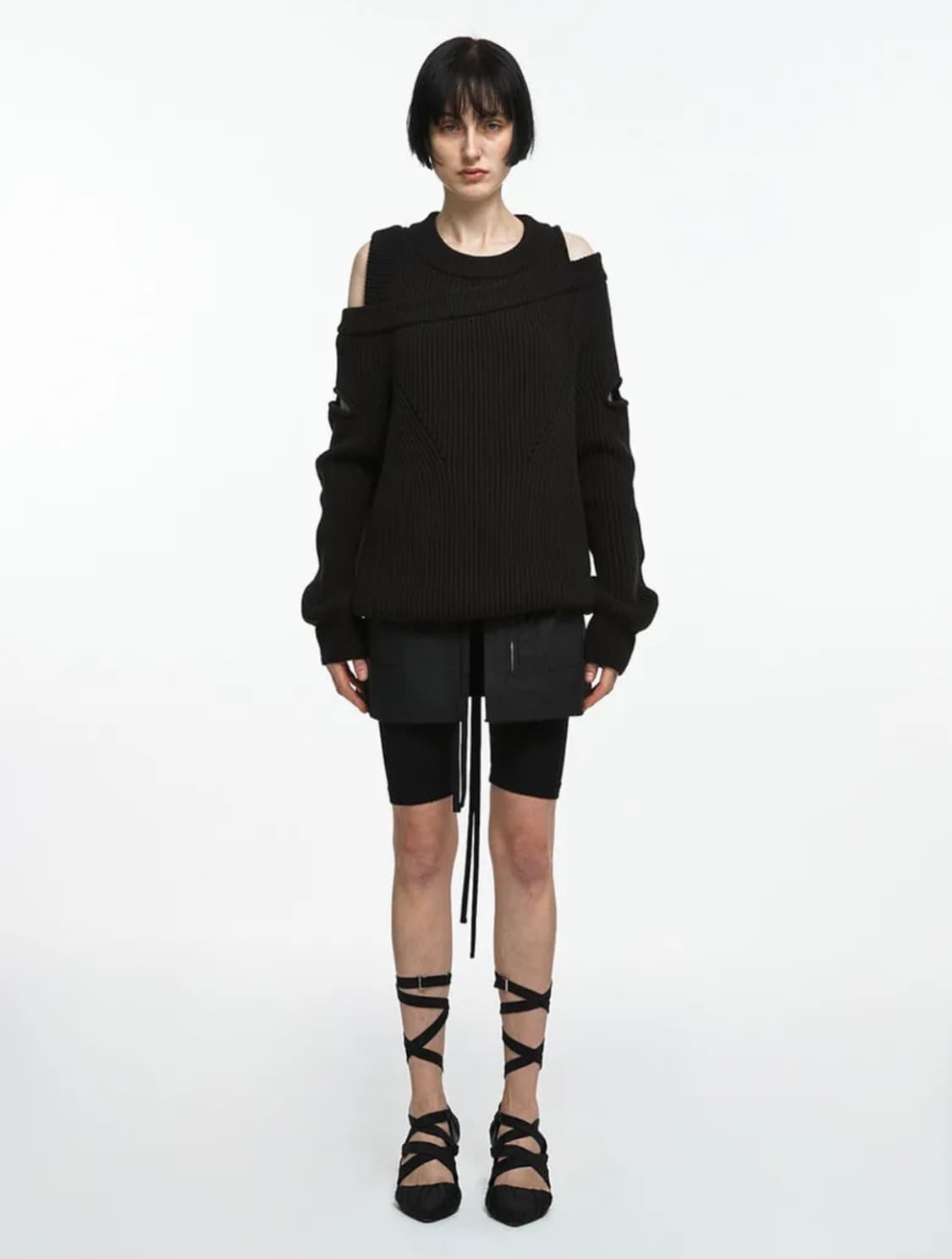 나체 nache ASYMMETRIC LAYERED KNIT BLACK 상품이미지2