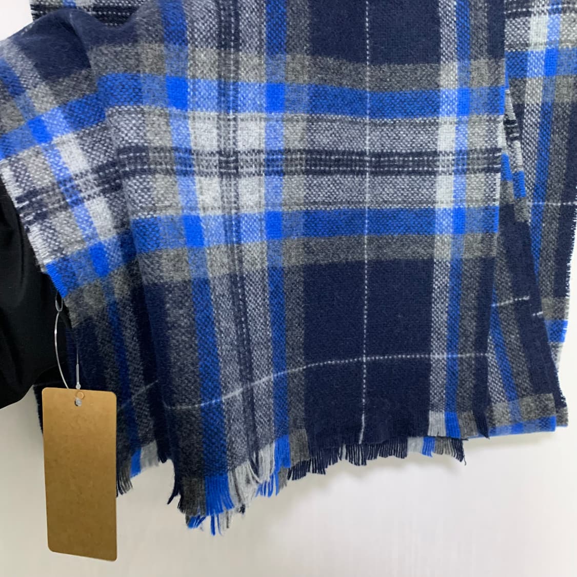 메트로시티 빈티지 캐시미어 100 체크 목도리 머플러 네이비/블루 상품이미지4