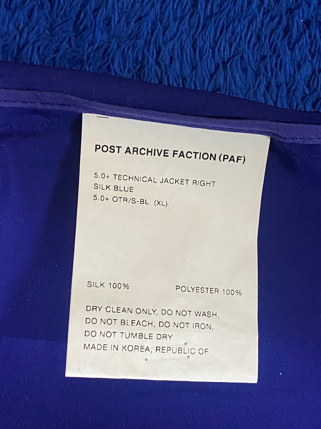 PAF 5.0+ 테크니컬 자켓 실크 블루 XL 상품이미지7