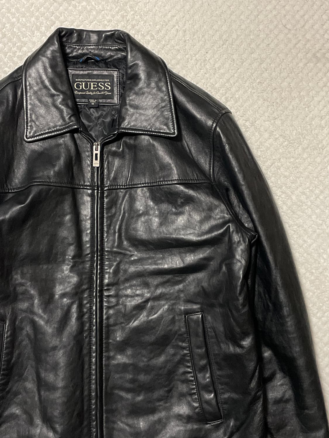 GUESS 웨스턴 무드 00s 램스킨 양가죽 스포츠 레더 자켓 상품이미지5