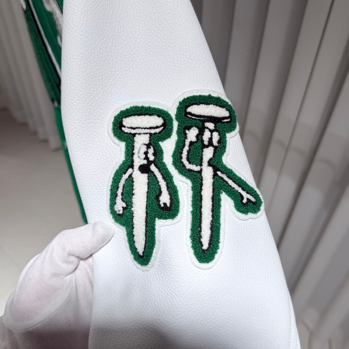 (S+ / 46) / 루이비통 레더 자수 그린 바시티 자켓 상품이미지4