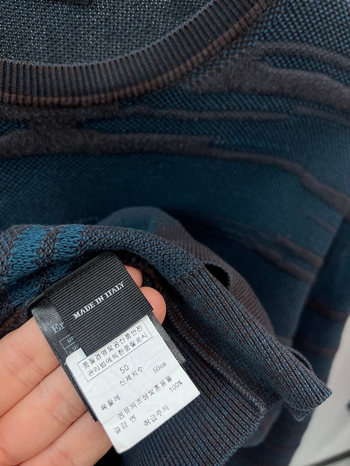 100) 제냐 물결자수 이태리 니트  상품이미지6